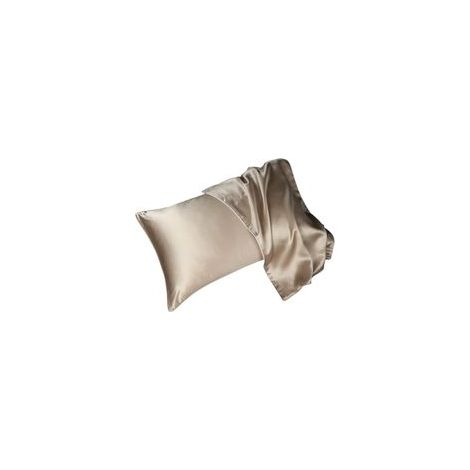 Taie d'oreiller double face en soie de mûrier, soie glacée d'été, couleur champagne doré (1/5)