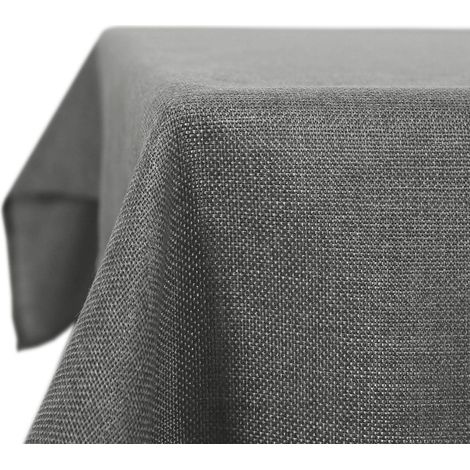 Tischdecke Leinenoptik 132x178 cm, Wasserabweisend, Abwaschbar, Grau