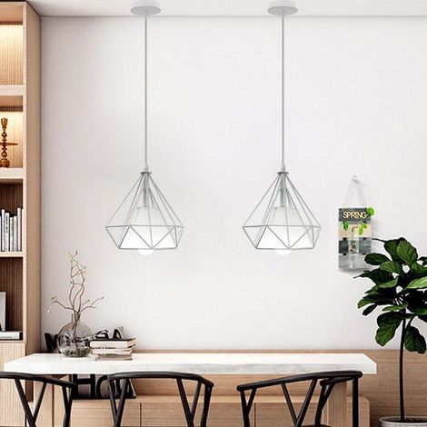 Lampadario A Sospensione Portalampada E27 Stile Moderno Bianco B20-b (1/3)