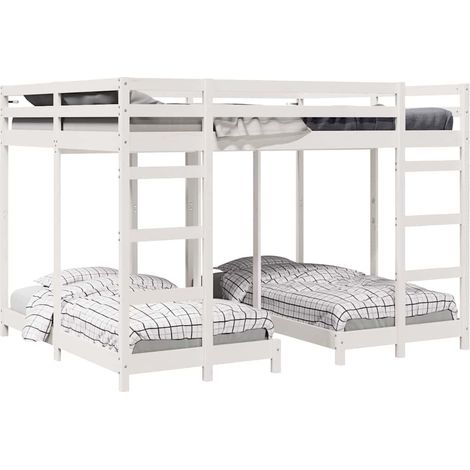 Triple Bunk Bed Frame White 160 x 200 cm Solid Pine Wood vidaXL