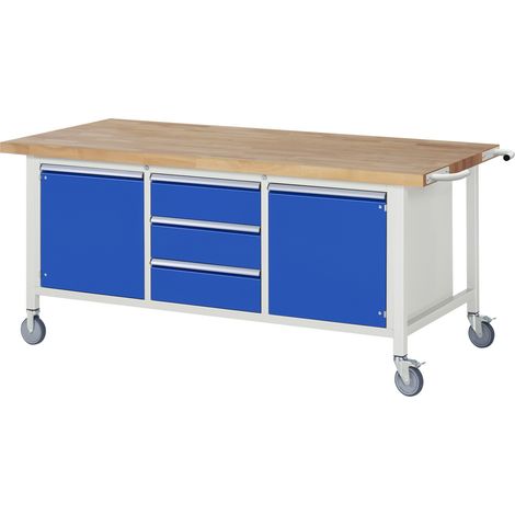 Rau Fahrbare Werkbank 8569, B2000xT900xH880mm, 3x Schublade-TA, 2x Türen (1/5)