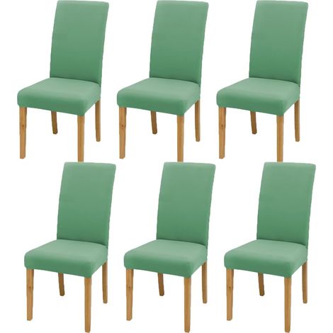 Lot de 6 housses de chaise extensibles, amovibles, lavables - Pour hôtels, banquets, restaurants, familles, vert avocat (1/5)