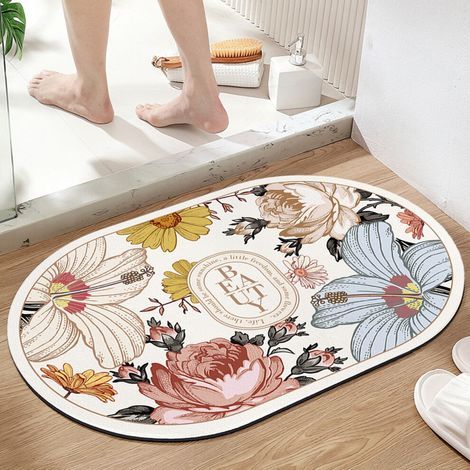 Tapis de bain Avtoify super absorbant, séchage rapide, envers en caoutchouc antidérapant et lavable, tapis de douche pour baignoire et salle de douche. (1/5)