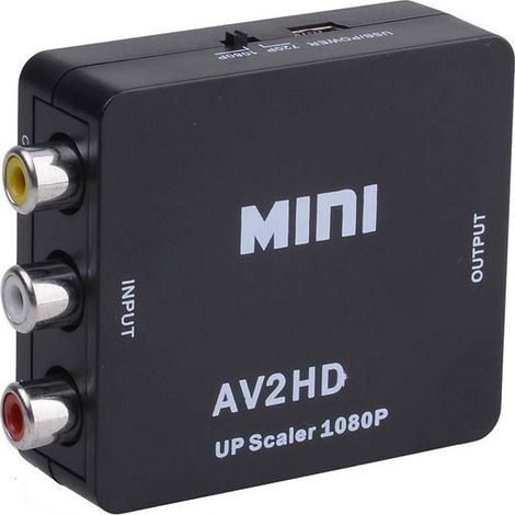 Convertisseur RCA vers HDMI 1080P, adaptateur AV Composite CVBS vers HDMI pour N64, Wii, PS2, Xbox, VHS, caméra, DVD, compatible PAL/NTSC, avec câble USB (1/5)