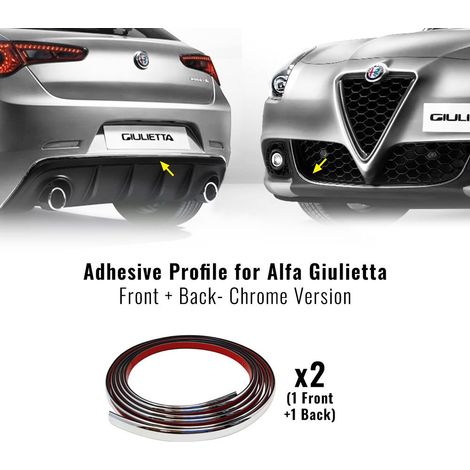 Profilo Adesivo per Dam Paraurti Alfa Giulietta con Biadesivo 3M APT - Colore: CROMO - Confezione: FULL