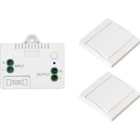 Interrupteur Sans Fil - Récepteur + 2 Interrupteurs Étanches - Pour Éclairage Domestique et Humide - Pack Complet