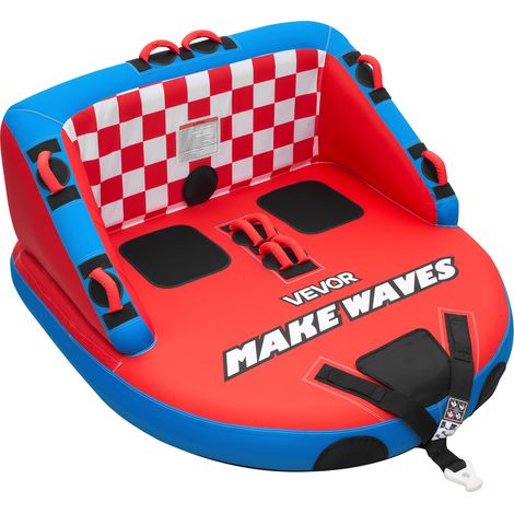 VEVOR Flotador de Arrastre Inflable para Navegación 2 Personas, Flotador Remolcable 166x154,5 cm Capacidad de 154 kg, para Deportes Acuáticos, con Cubierta de Nailon, Válvula de Seguridad, Rojo