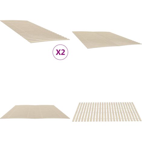 Sommiers à lattes avec 48 lattes 2 pcs 90x200 cm - Lit Plateforme - Sommier À Lattes - Lit Pliable - Cadre De Lit - Bois De Peuplier - Home & Living (1/5)