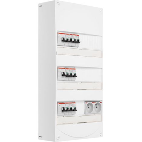ABB Tableau 3 rangées pré-équipé 2 ID 40A + 1 ID 63A + 10 disjoncteurs (1/2)