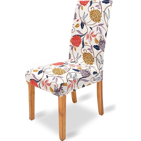 Ahlsen Funda elástica de tela estampada para sillas de comedor, paquete de 4 fundas elásticas grandes para sillas de comedor