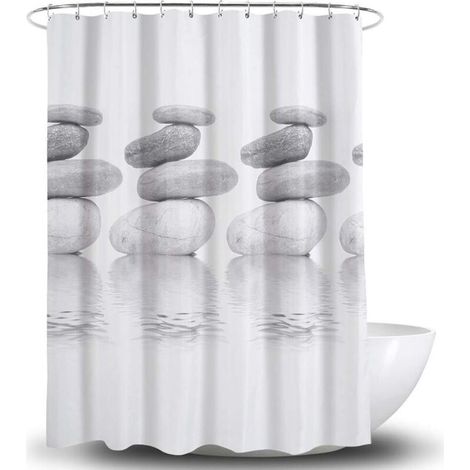 Duschvorhang – Antibakteriell – Schimmel- und wasserabweisend – Polyester – 180 x 180 cm – Grau – Kieselgrau (Crezuo)
