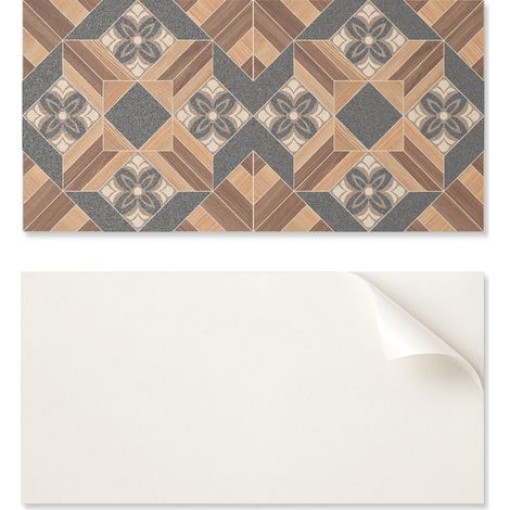Panel de vinilo listo para instalar con estampado decorativo de 100x50 cm con dise帽o floral.
