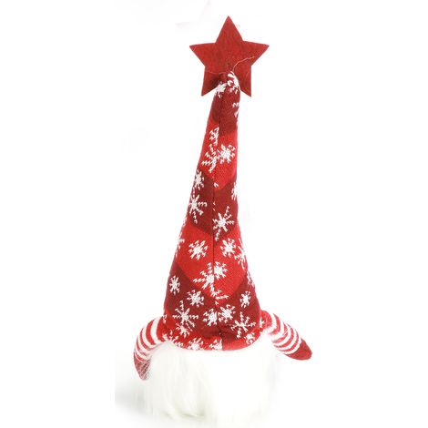Weihnachtspuppe mit LED-Licht, gesichtslose Puppe mit Strickmütze, Weihnachtswichtel-Dekoration, Geschenk für Kinder, Rot (1/5)