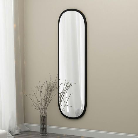 Miroir d'entrée noir ovale 117 cm - style moderne CODY (1/5)
