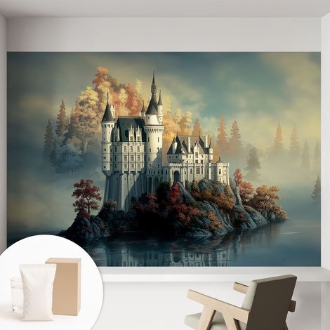 Papier peint avec colle pour décoration moderne de salon chambre à coucher cuisine et bureau Facile Château de conte de fées 152x104 cm (1/5)