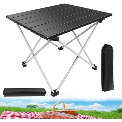 Table de camping Pop-Up avec dessus de table en Aluminium, légère, portable, pliable, pour L'extérieur, table de pique-nique étanche avec sac de transport pour jardin, patio, pique-nique, barbecue (1/5)
