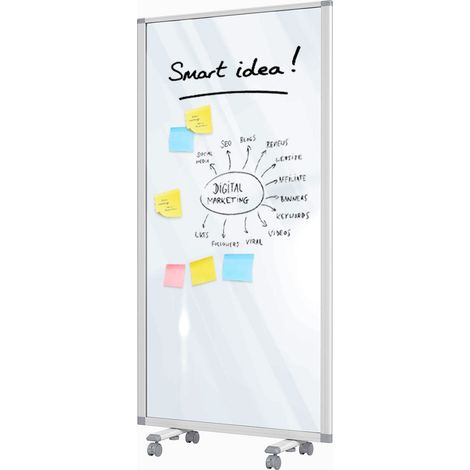 Mobile Trennwand Präsentationsboard Transparent 1-teilig 90 x 180 cm