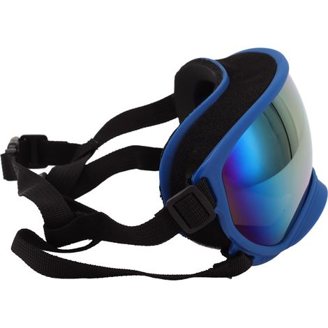 Hunde-Sonnenbrille, winddicht und mit UV-Schutz, aus PC/TPU-Material, mit verstellbarem Riemen, Haustierbrille, geeignet für Outdoor-Skifahren, blauer Rahmen, blaue Gläser. (1/4)