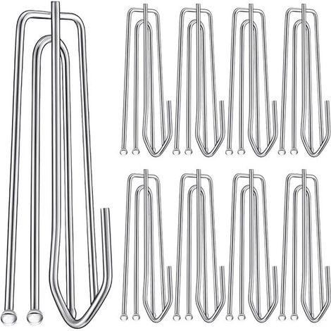 Crochets de rideau - 7 x 2,28 cm - Argent - Crochets pour bande plissée - Crochets pour rideaux plissés - Système de suspension de rideaux - Lot de 9 (1/5)