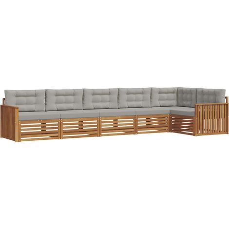 Set di divani da esterno 6 pcs Grigio Naturale e Chiaro vidaXL