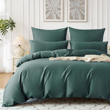 Satin Bettwäsche Set 155x220 Dunkelgrün 2tlg. Baumwolle Kühlend