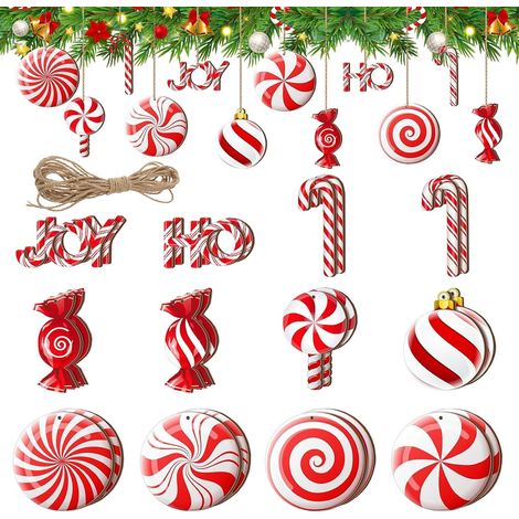 Sucre d'orge Decoration de Noel 24 Pièces à Bonbons en Bois Decoration Noel Sapin pour Sapins de Noël,Decoration Gateau Noel Fêtes (1/5)