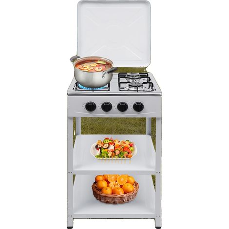 Fornello a gas portatile, antivento, con base antiscivolo, BIANCO (1/5)