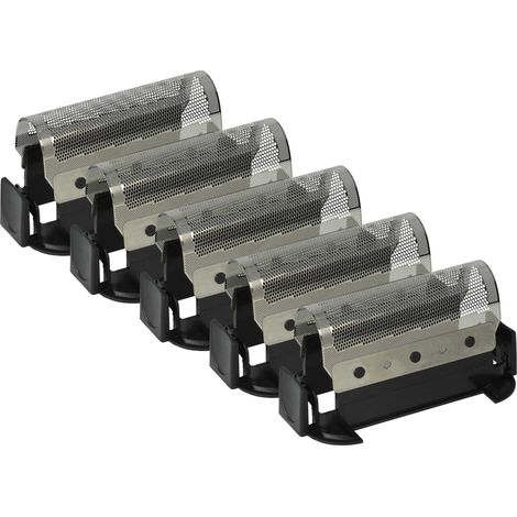 vhbw 5x Scherfolie kompatibel mit Braun 5420, 5554, 5421, 5556, 5526, 5428, 5426, 5422, 5423 Elektrorasierer + Rahmen, schwarz/silber