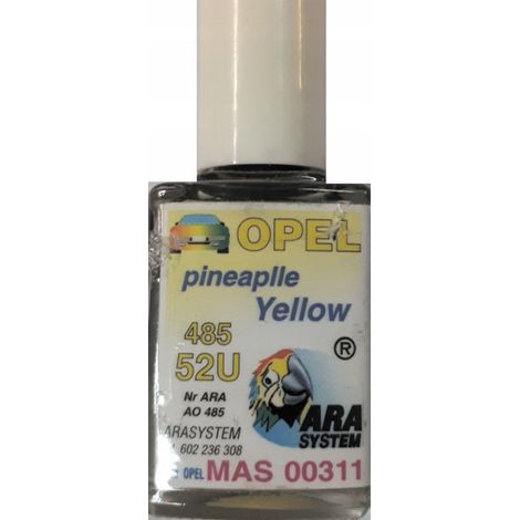 Réparation des rayures de peinture jaune ananas Opel 485 52U, 10 ml ARA (1/5)