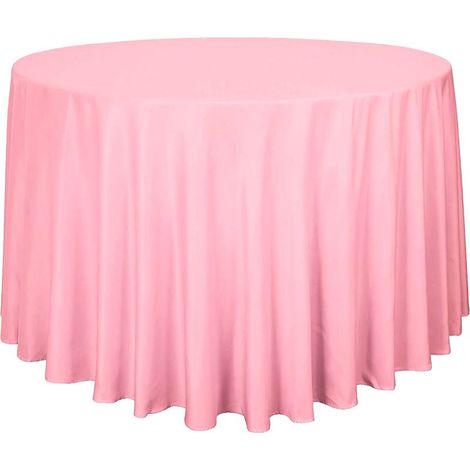 Cette nappe ronde au toucher soyeux est idéale pour les restaurants, les mariages et toutes sortes de réceptions. Couleur rose, diamètre 275 cm (1/5)