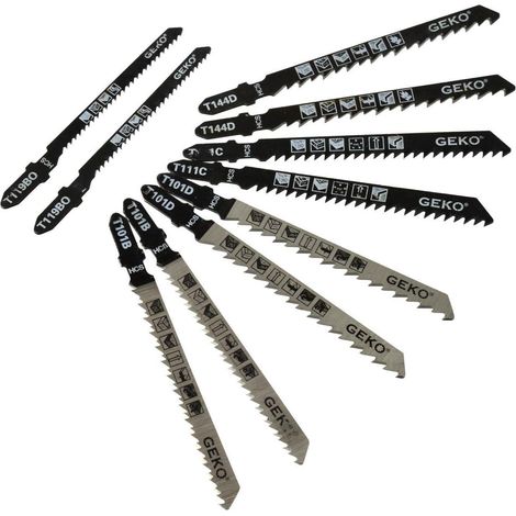 Geko Set de lames HCS acier pour scie sauteuse 10 pcs (1/3)