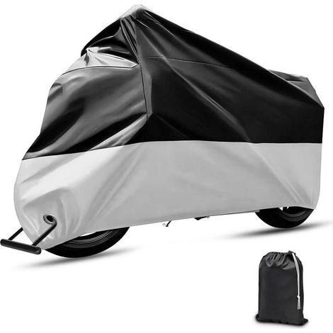 Motorradabdeckung wasserdicht 210D, universell für Roller, UV-Schutz, Schwarz/Silber (1/5)