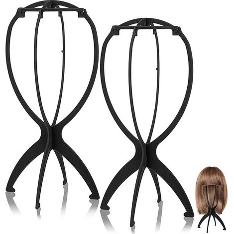 pièces - Porte-perruque - Porte-perruque Support de perruque - Support de perruque portable - Tête de Mannequin pour femmes et hommes - noir - 3518cm - plastique (1/4)