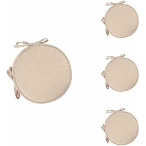 Lot de 4 Rond Coussin de Siège Coussins de Chaise Rond Galettes de Chaise Coussin pour Salle à Manger Jardin Maison Bureau Cuisine(beige)