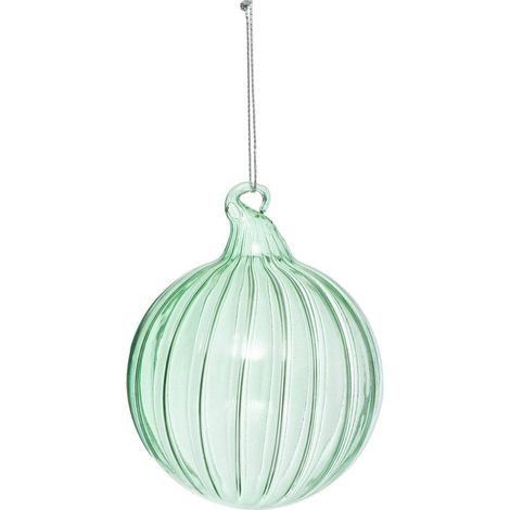 Weihnachtskugel aus Glas 80mm grün gestreift - Atmosphera créateur d'intérieur