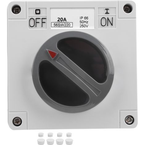 IP66 wasserdichter Drehschalter für den Außenbereich, Ein-/Ausschalter mit Kontrollleuchte, 250 V 20 A (2P) (1/5)