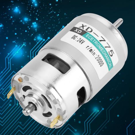 Moteur DC 24V 20000tr/min XD-775, haute vitesse, faible bruit, double roulement à billes, brosse carbone (1/4)