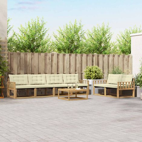 vidaXL Outdoor-Sofagarnitur 7 pcs Weiß und Creme 79 x 79 x 37 cm (1/5)