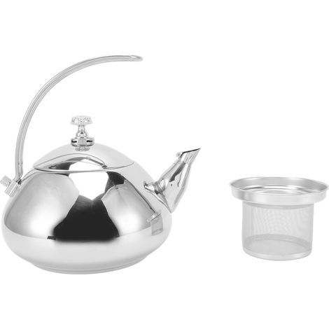 Théière professionnelle en acier inoxydable 1,5 L avec infuseur intégré et couvercle amovible, couleur argent, idéale pour la cuisine. (1/5)