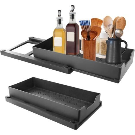 Tiroir Coulissant Cuisine Adhesif, Télescopique, Organisateur de Tiroirs, Aucun PerçAge ni Clouage Requis(32-53 cm L x 43 P 7 H) -