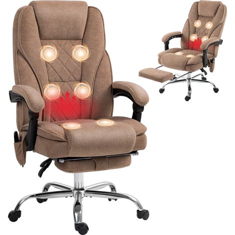 Ergonomischer Bürostuhl mit Massagefunktion, Fußstütze, Drehfunktion, Rollen, braun (1/5)