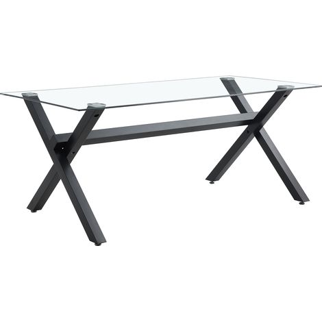 Table de Repas IXE – 150x90 cm – Verre Transparent & Structure Métal (1/4)