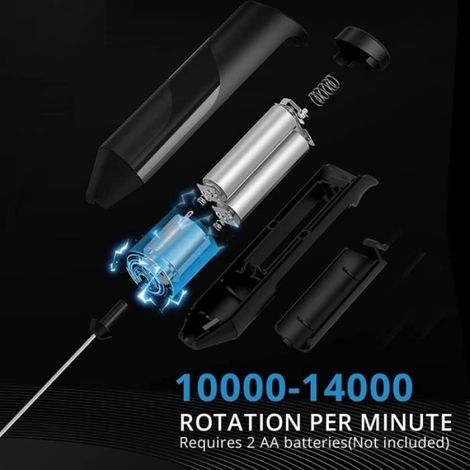 Mousseur À Lait - 22,1 Cm - 10000 À 14000 Tr/Min - Pour Café Latte Boissons Protéinées - 2 Piles AA - 1 Pièce (1/4)