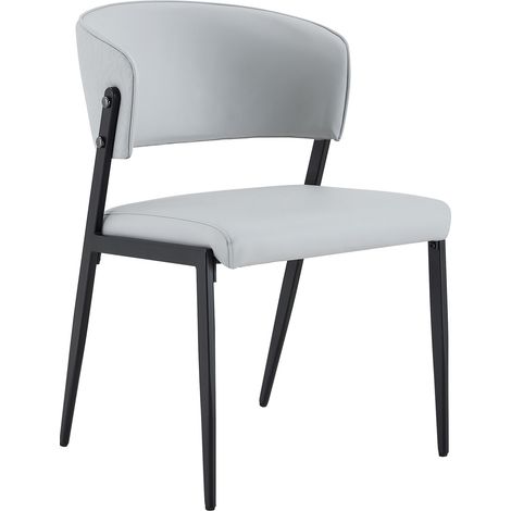 Set de 2 sillas de comedor modernas en PU gris claro con estructura de metal MODENUIT (1/5)