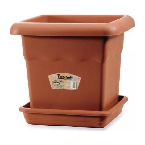 Pot de fleurs carré Terra 440 mm marron (1/5)