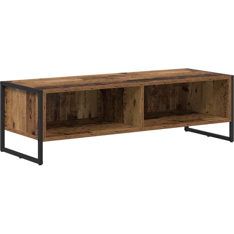 Meuble TV rectangulaire design industriel salon esthétique moderne 100 x 36,5 x 30,5 cm en bois ancien (1/5)