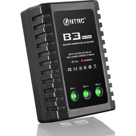 B3 Promax Chargeur Lipo pour Batterie 2S 3S (7.4V, 11.1V), Compact Chargeur Rapide de Batterie Airsoft (100-240V) pour RC Bateau Voiture Quadcopter Drone (1/5)