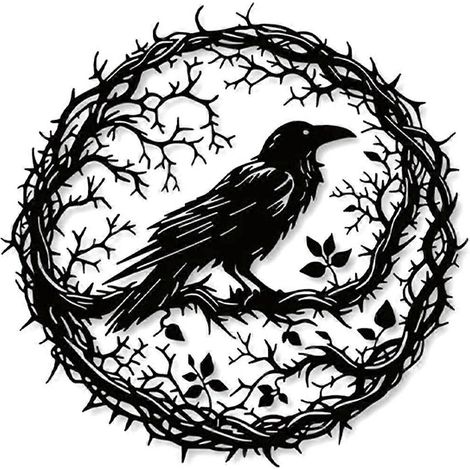 Décoration murale en métal Corbeau, Sculpture d'oiseau noir (1/5)