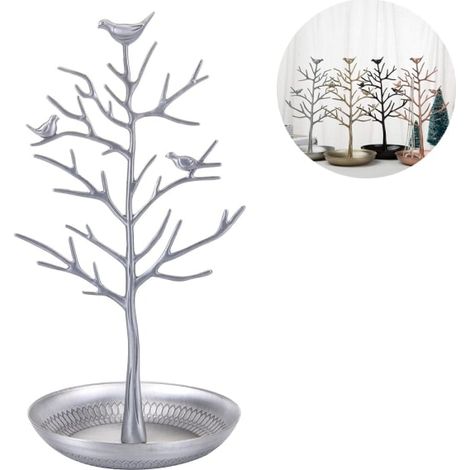Présentoir à bijoux oiseau, support à chaîne, support à bracelet arbre, bijoux en argent