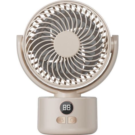 Ventilador de camping, equipado con una batería de 3600 mAh, pantalla digital de temperatura y 3 velocidades, color blanco. (1/5)